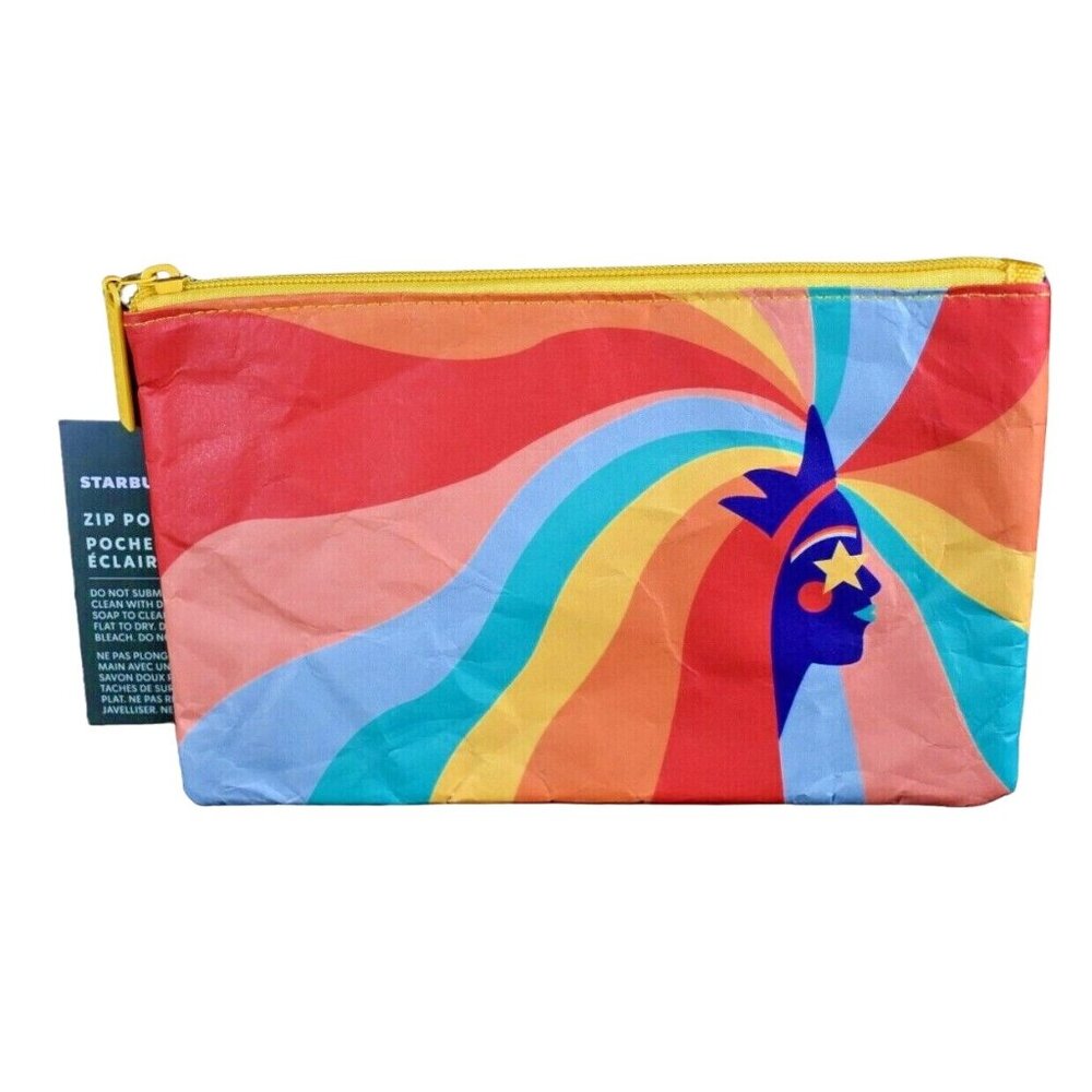 2020 Starbucks Pride Zip Pouch Bag Rainbow Siren Logo Ltd Edition NWT